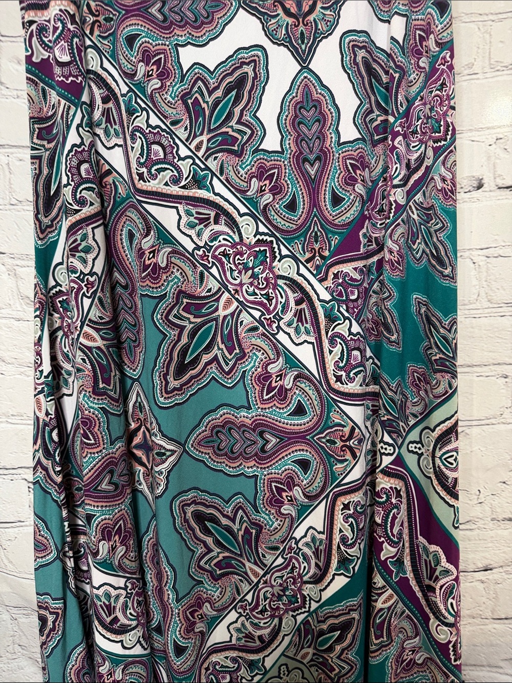 Chico’s Teal & Purple Paisley Maxi Skirt Size X-Large Excellent Condition - Picture 6 of 12